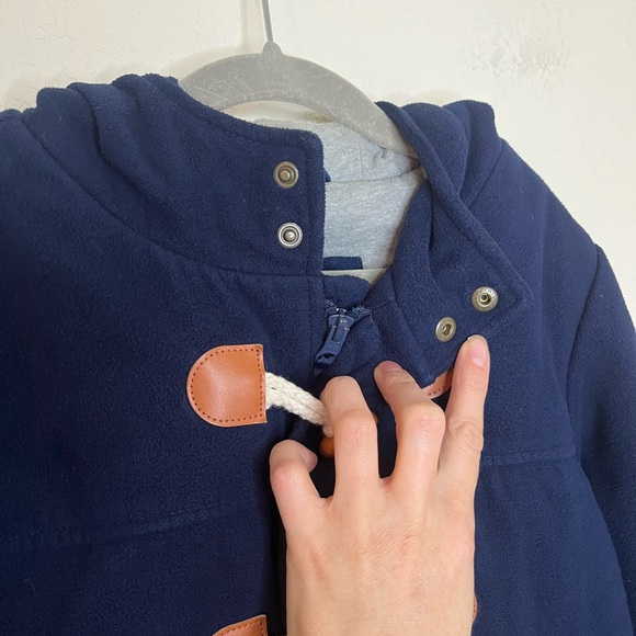 Cat & Jack Navy Pea coat Zipper Toggle Closure with Hood size Small - Picture 5 of 14